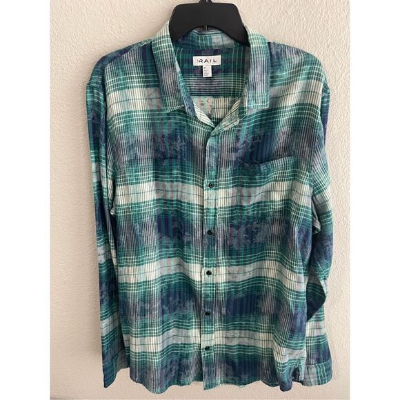 ❤️The Rail Plaid Burnout Button Down XL - Picture 1 of 4
